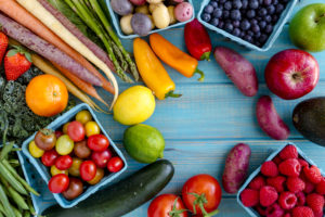 Assorted Fruits and Vegetables Background