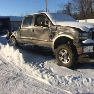 Brock Meister’s truck after the accident.
