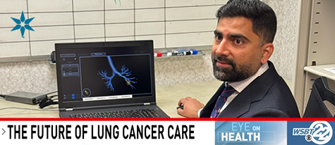 Muhammad Saeed, MD, reviews lung imaging used to help detect lung cancer earlier with robotic-assisted bronchoscopy.