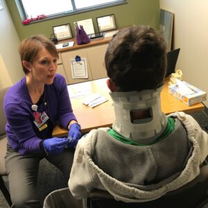 Brock Meister during occupational therapy.