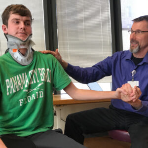 Brock Meister in physical therapy